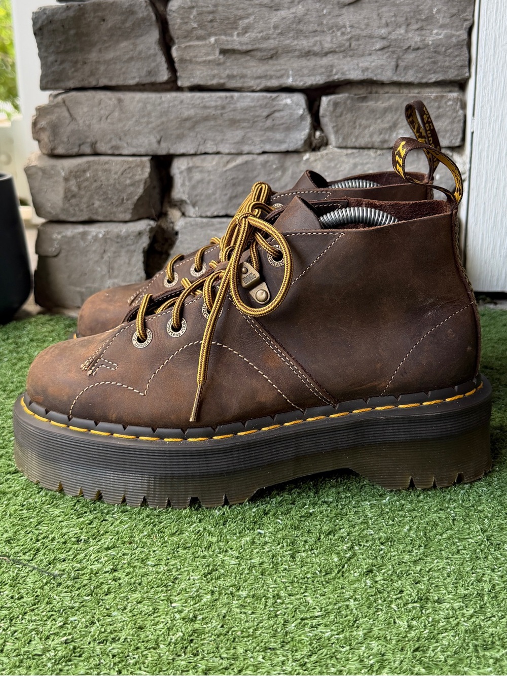Dr. Martens Church Arc Crazy Horse Platform Unisex Monkey Boots